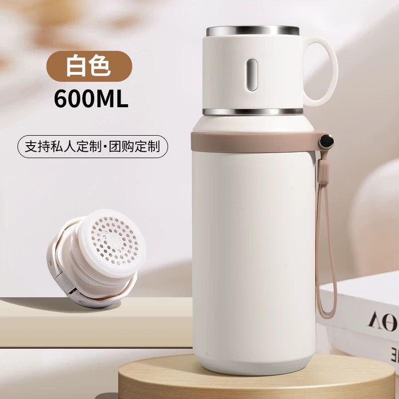 316 Stainless Steel Thermos with Bowl Lid & Carrying Rope