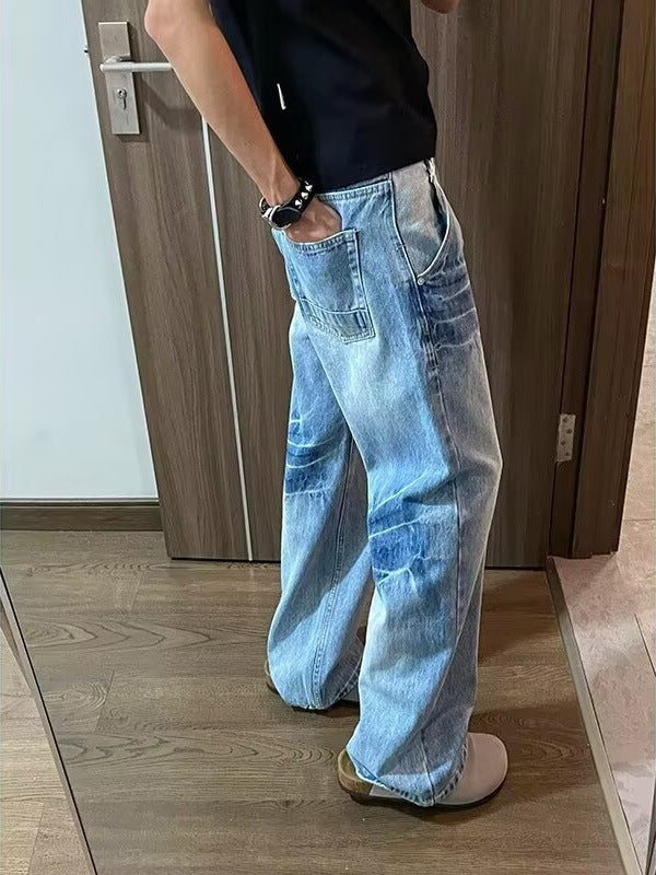 Tie-Dye Wide-Leg Jeans – Unisex Casual Style
