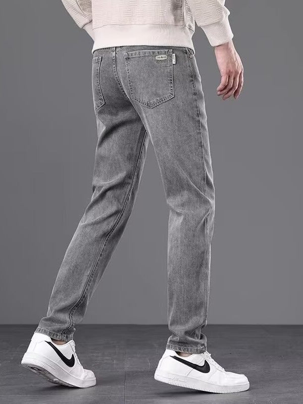 Ash Gray Slim Stretch Jeans – Straight Fit Style