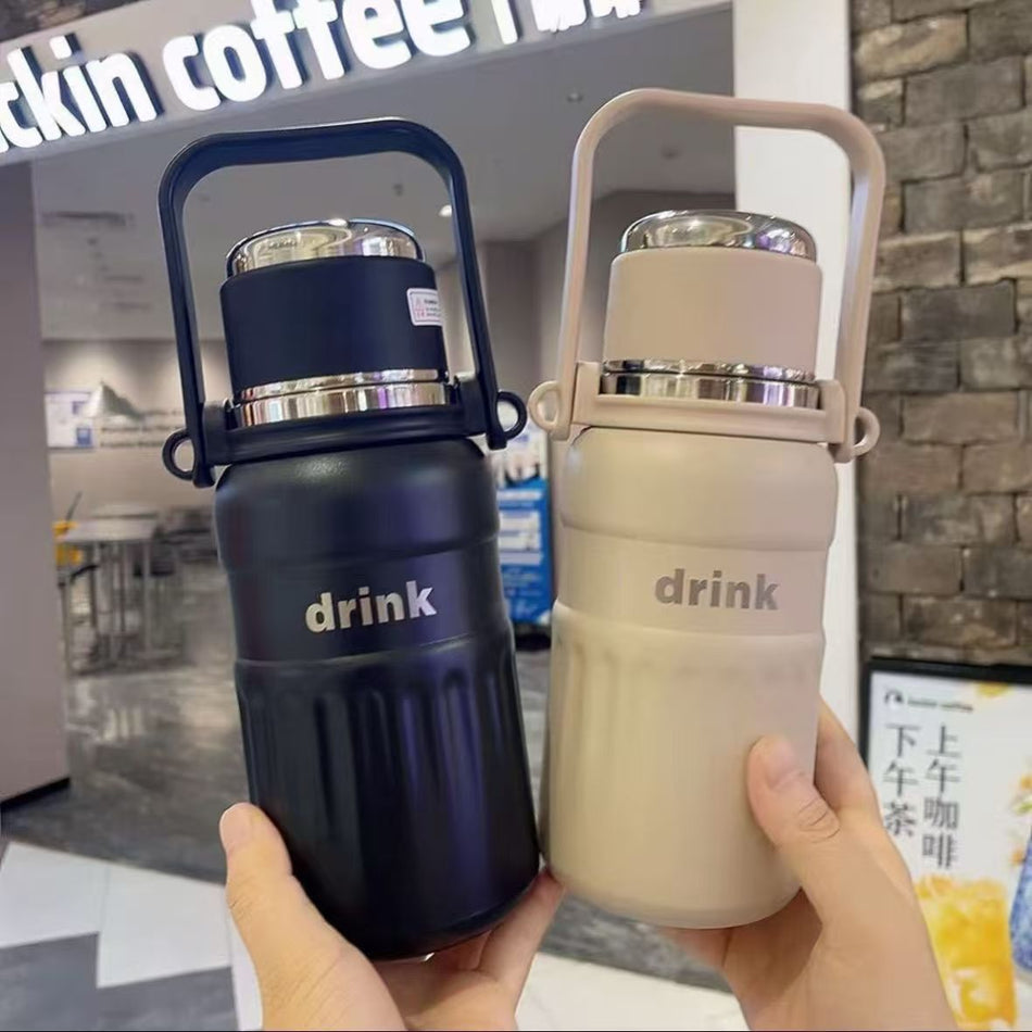 316 Stainless Steel Straw Thermos with Strap & Tea Filter
