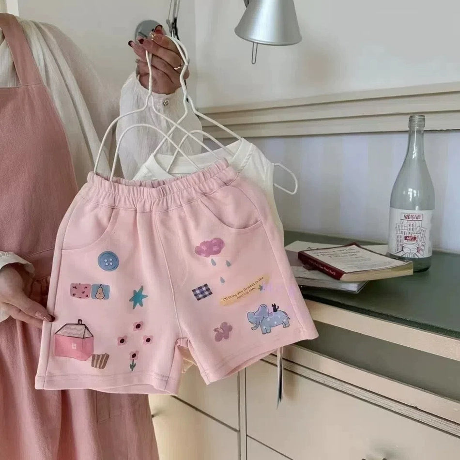 Kids Cartoon Summer Shorts 2026 Korean Style Trendy