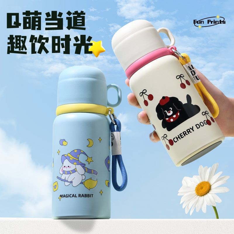 316 Stainless Steel Darling Bear Thermos with Straw & Strap