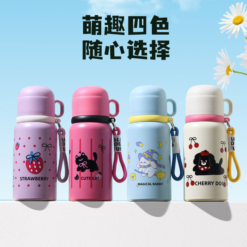 316 Stainless Steel Darling Bear Thermos with Straw & Strap