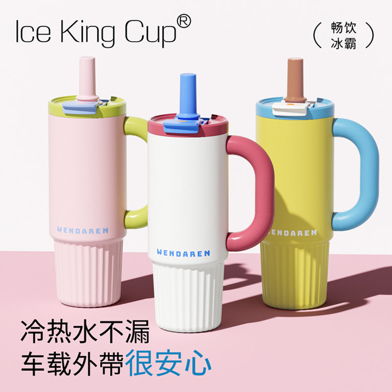 Fashionable Ceramic Liner Car Straw Thermos Cup