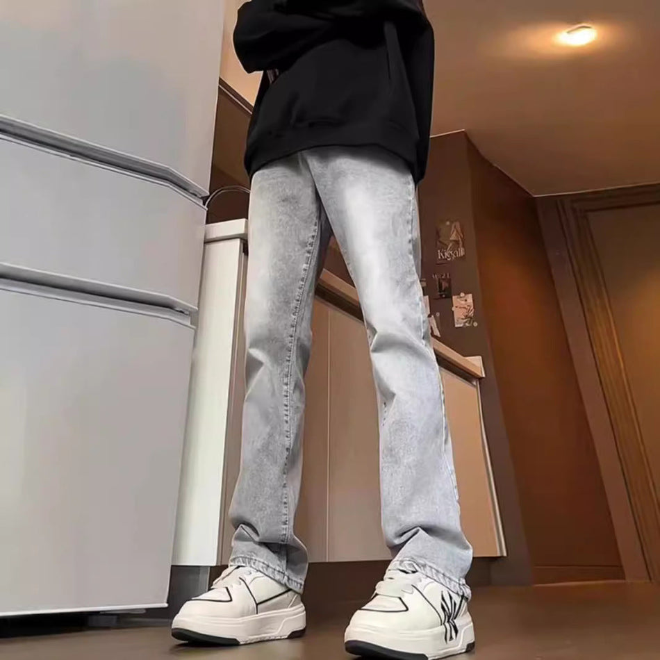 Cement Grey Slim Jeans – Cleanfit Straight Pants