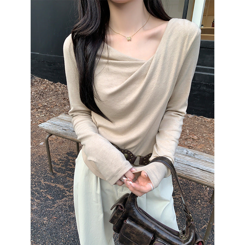 Women's One-Character Oblique Shoulder Autumn Sweater (2026)