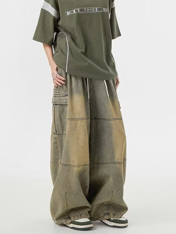 Yellow Mud Wide-Leg Jeans – Oversize Cargo Style