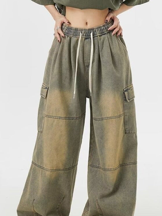 Yellow Mud Wide-Leg Jeans – Oversize Cargo Style