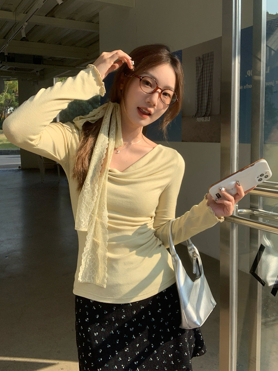 Irregular Lace Slim Fit Inner T Shirt