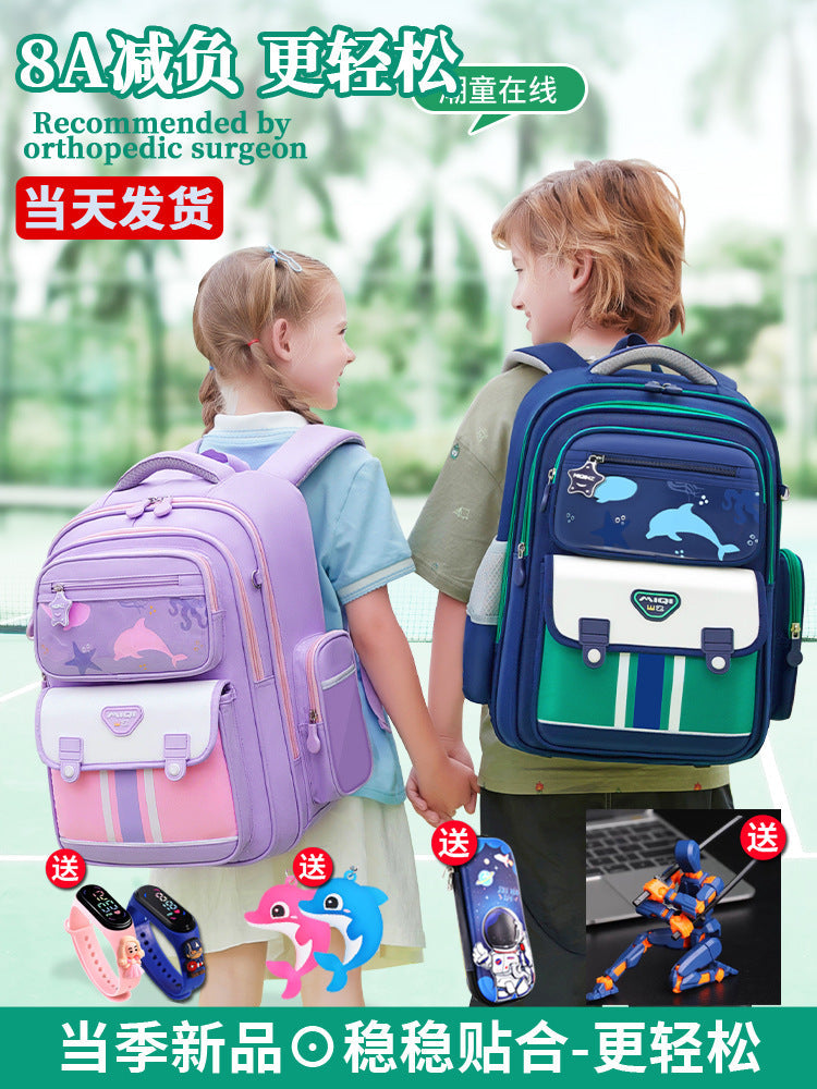 8A Kids Schoolbag 2026 Spine-Protecting Lightweight