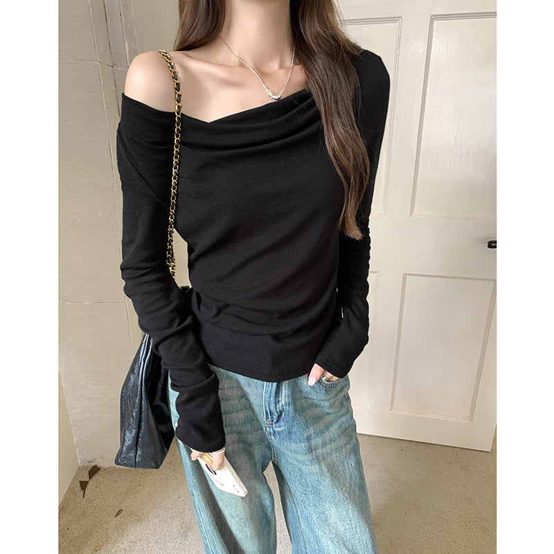 One Shoulder Pleated Slim Fit Top