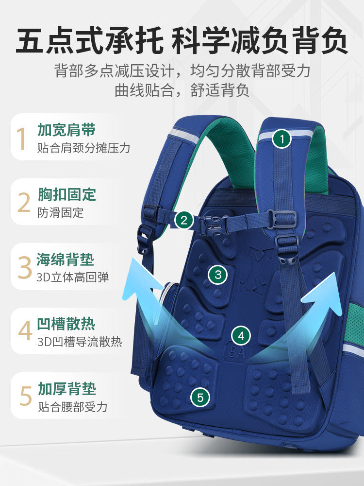 Boys Lightweight Schoolbag 2026 Spine-Protecting