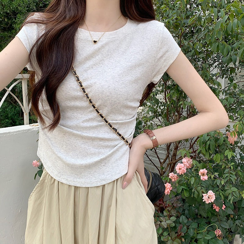 Slim Fit Tight Waist Curved Hem T Shirt
