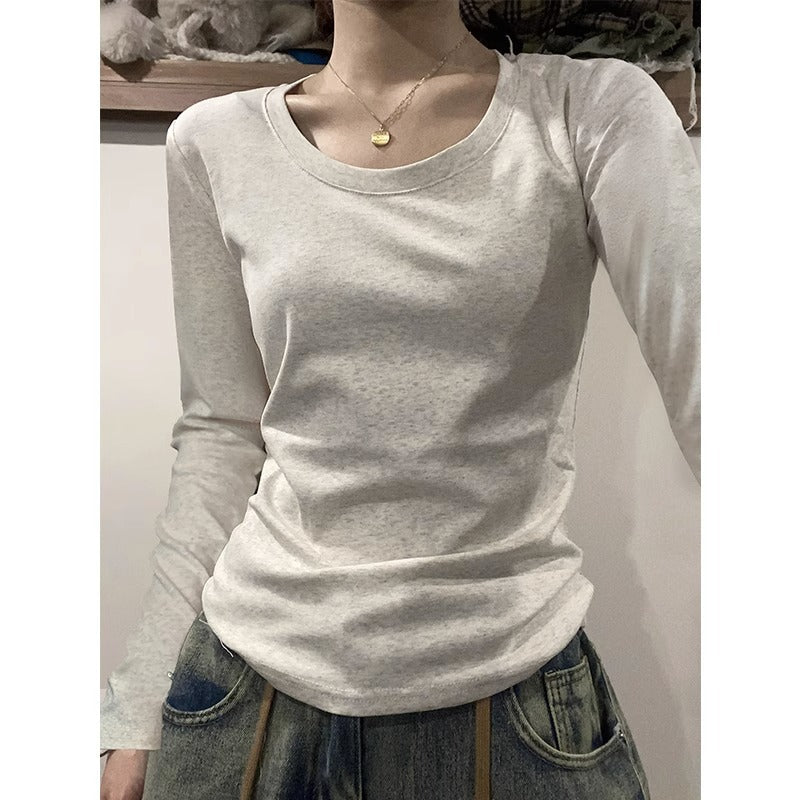 White Floral U Neck Velvet Slim Fit Inner Top