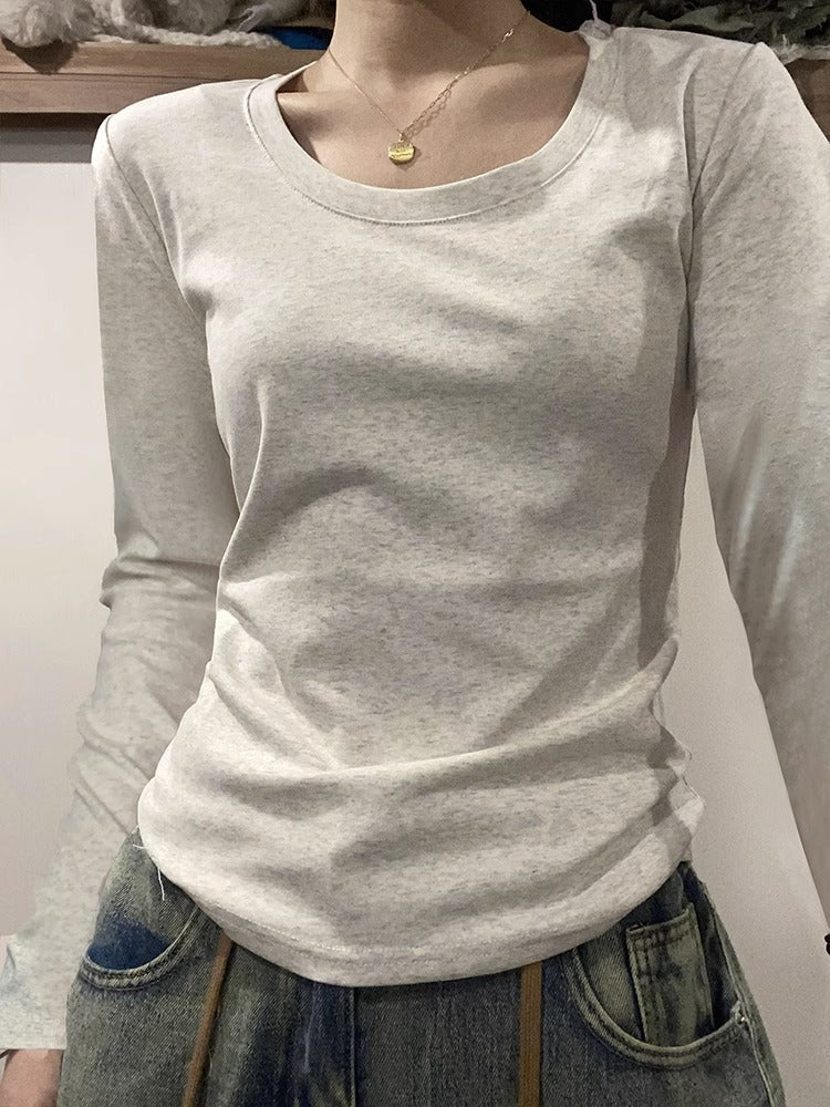 White Floral U Neck Velvet Slim Fit Inner Top