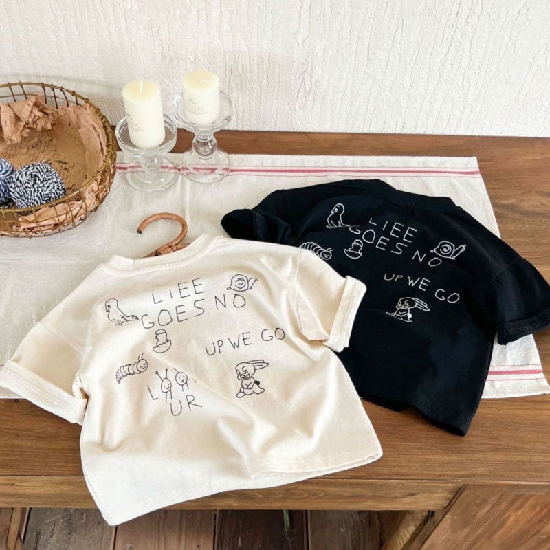 Kids Cotton T-Shirt 2026 Korean Style Summer Top