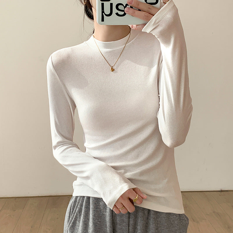 White Stand Collar Slim Fit Base Shirt