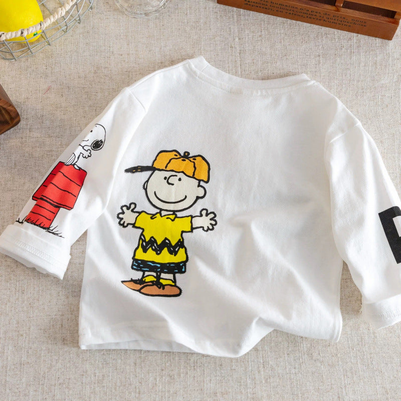 Boys Japanese-Style Cotton T-Shirt 2026 Autumn Top