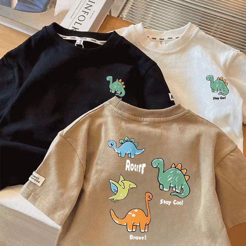 Kids Cotton Dinosaur T-Shirt 2026 Summer Boys Top