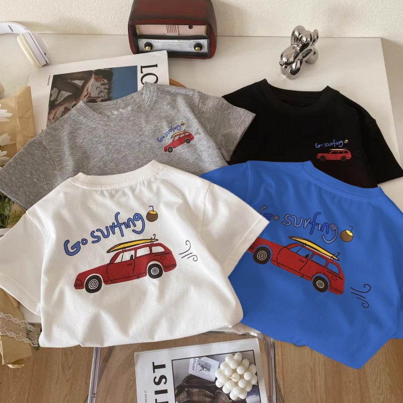 Kids Cotton Cartoon T-Shirt 2026 Summer Round Neck