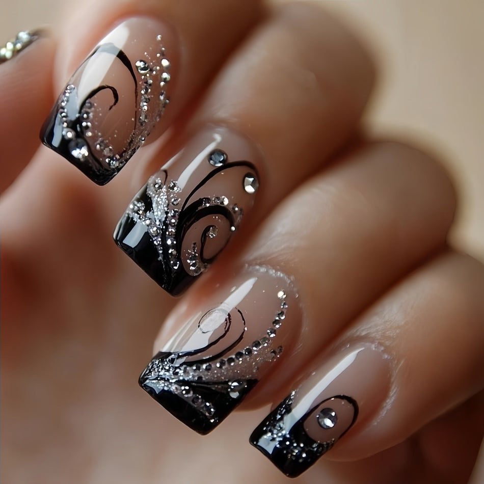 Diamond Press-On Nails – Square Style Set