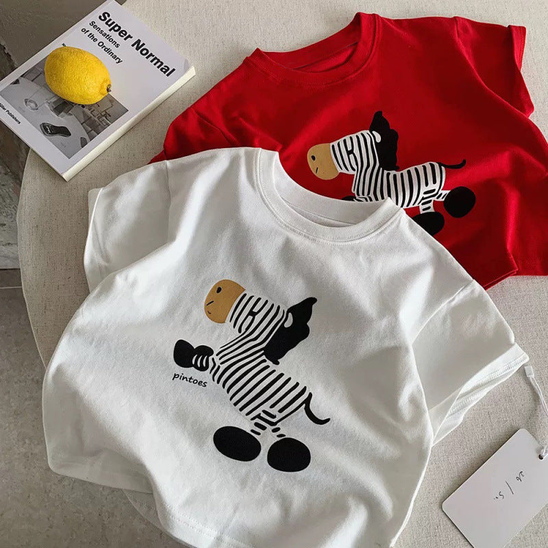Kids Cotton Cartoon T-Shirt 2026 Summer Trendy Top