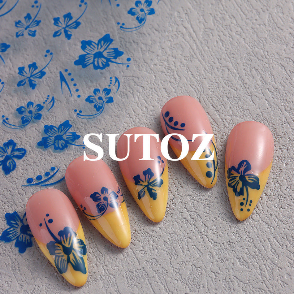 3D Flower Nail Stickers – Hibiscus Style Art - 8 Different