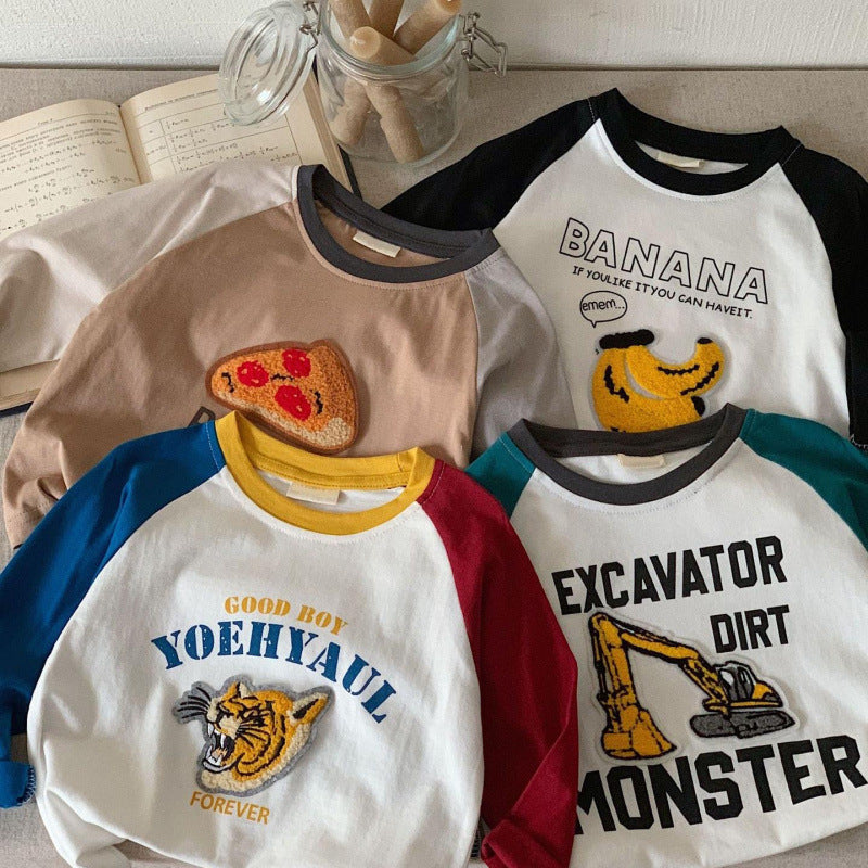 Pure Cotton Kidsren's Long-Sleeved T-Shirt Cartoon Stereo