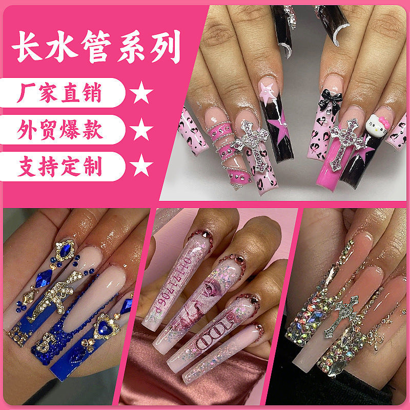 Diamond Bow Flower Nails – Heavy Design Set