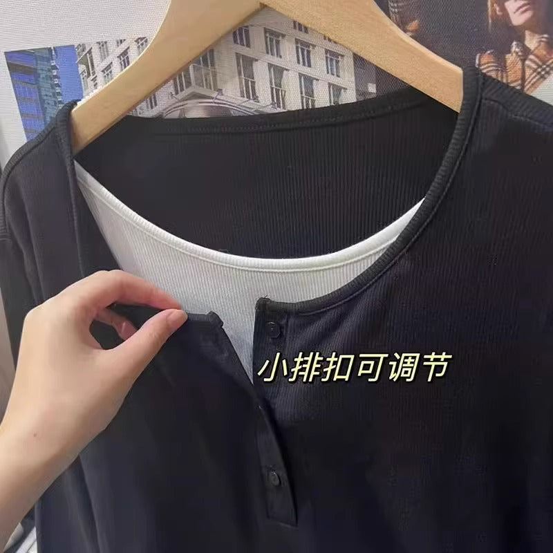 Fake Two Piece Loose Design Women Top