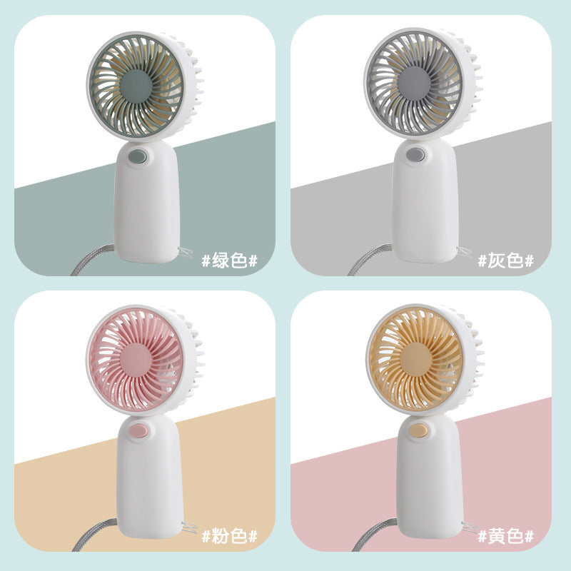 L-617 Mini High-Speed Handheld Fan with Lanyard & Stand
