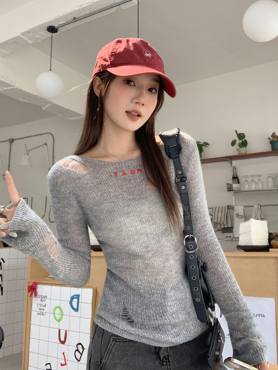 Embroidered Cut Out Sun Protection Top