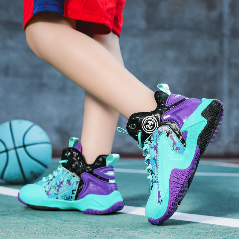 Kids High-Top Basketball Shoes – Non-Slip Sneakers