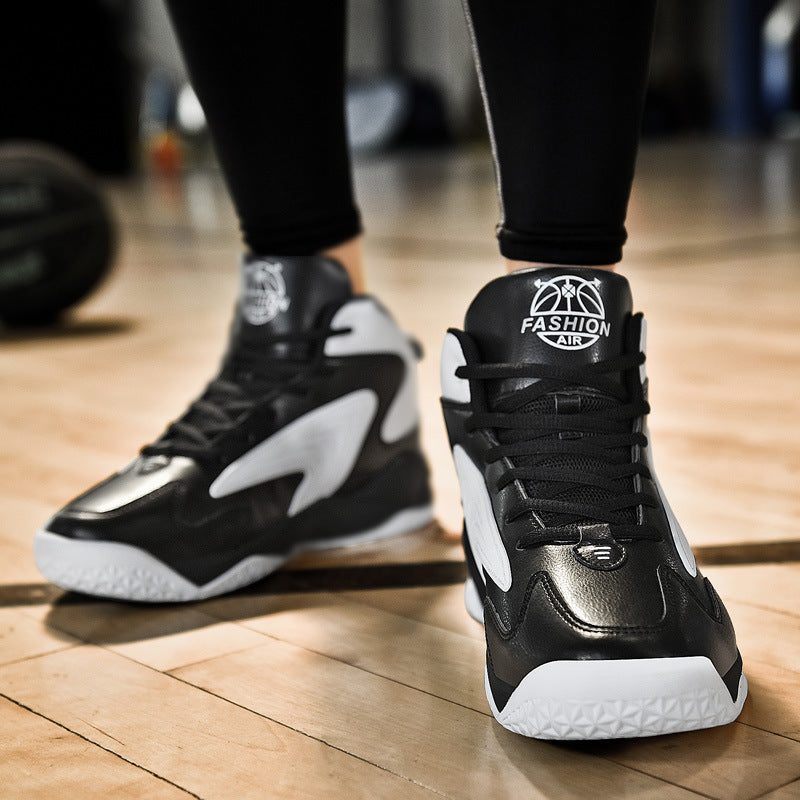 High-Top Leather Sneakers – Thick Sole Trendy Fit