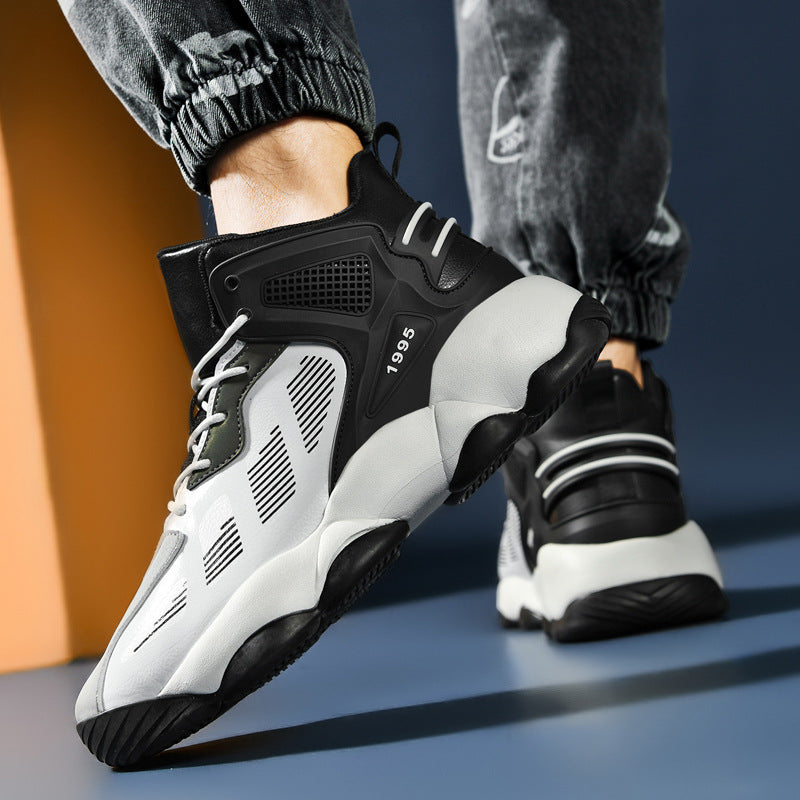 Leather High-Top Platform Sneakers – Contrast Style