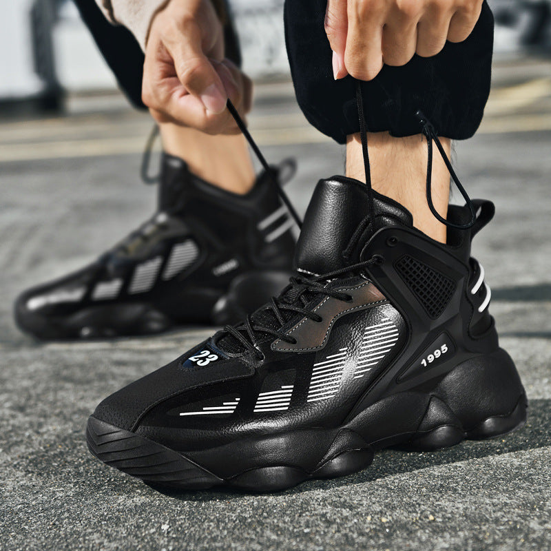 Leather High-Top Platform Sneakers – Contrast Style
