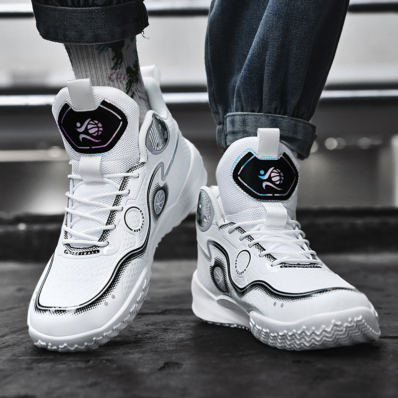 Leather High-Top Sneakers – Trendy Sports Shoes