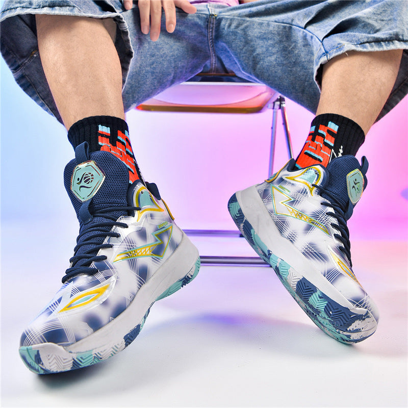 High-Top Basketball Sneakers – Thick Sole Style