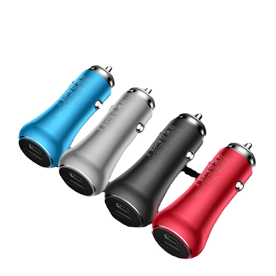 36W Metal Car Charger Dual-Port QC3.0 + PD Fast Charge