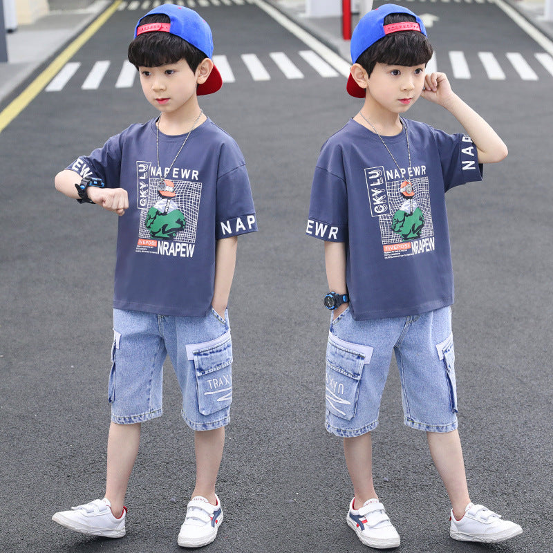 Boys Cotton Summer T-Shirt & Denim Shorts Set 2026