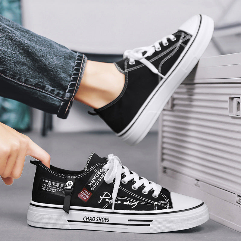 Men’s Artistic Korean Canvas Shoes – Casual Lace-Up