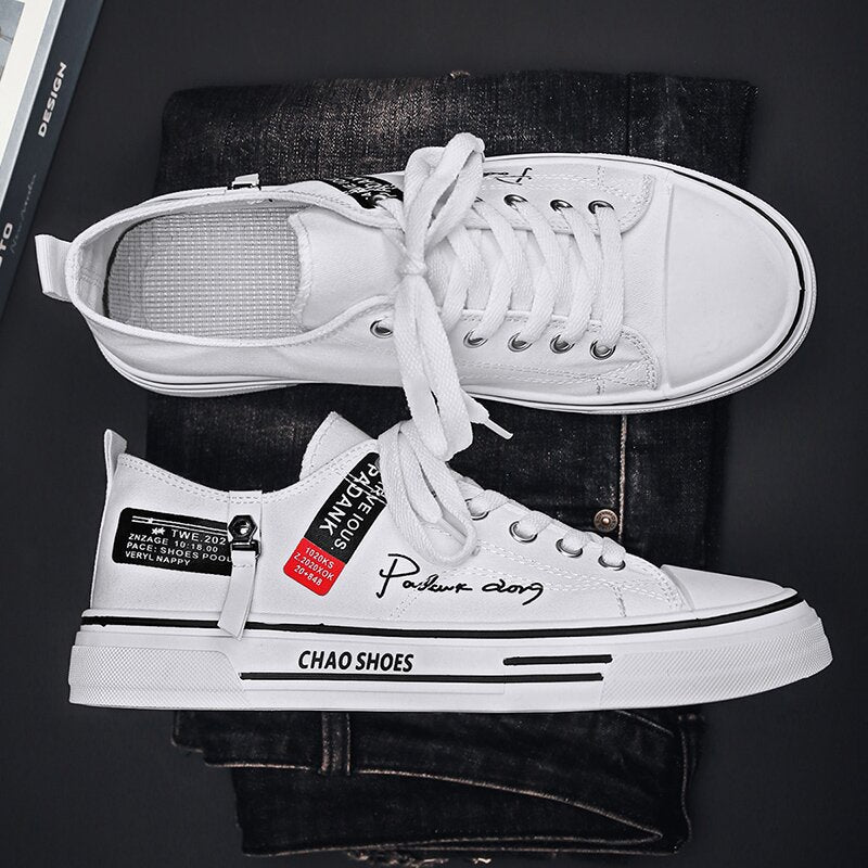 Men’s Artistic Korean Canvas Shoes – Casual Lace-Up