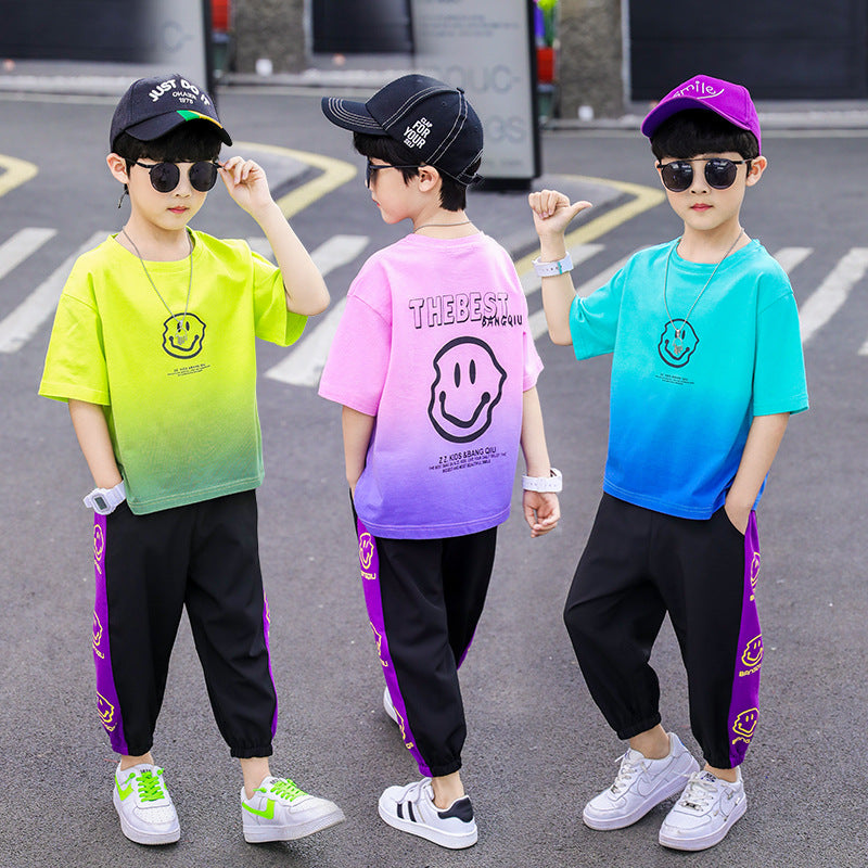 Boys Korean Summer Gradient Set 2026 Trendy Outfit