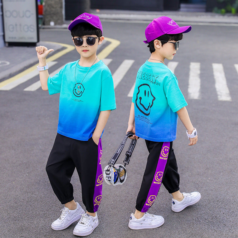 Boys Korean Summer Gradient Set 2026 Trendy Outfit