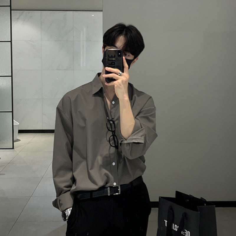 Men’s Grey Yuppie Shirt – High-End Oversize Style