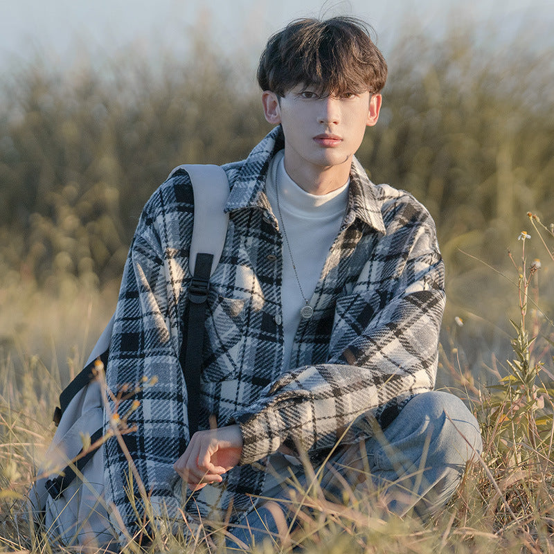 Men’s Wool Plaid Lapel Shirt Jacket – Cityboy Style