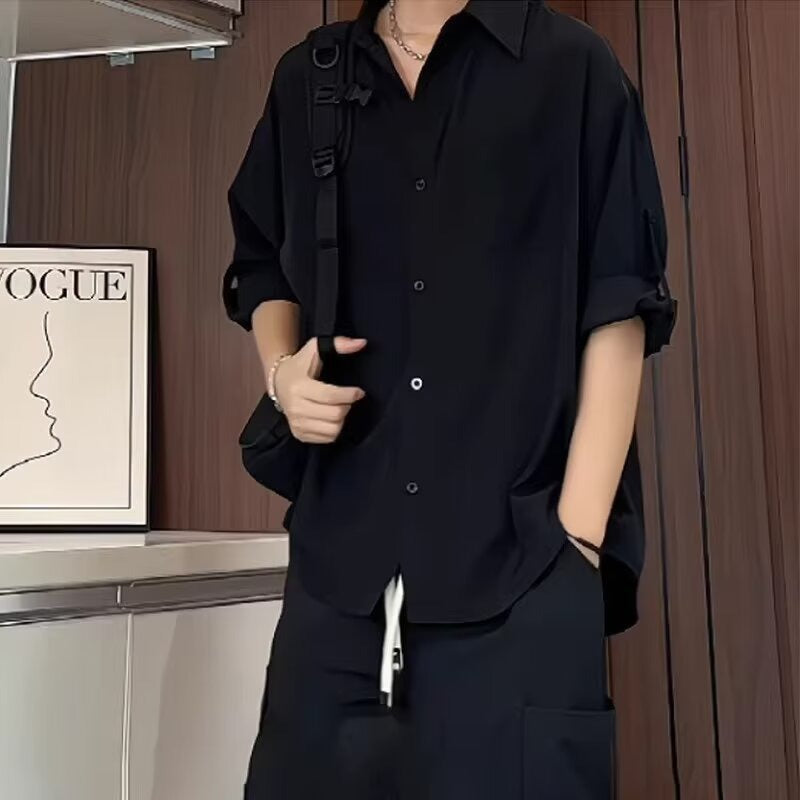 Men’s Ice Silk 3/4 Sleeve Shirt – Early Autumn Style