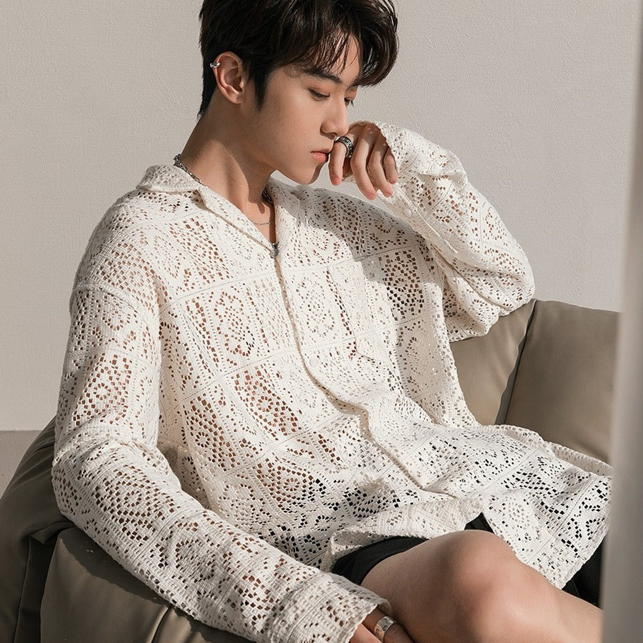Men’s Hollow Design Shirt – Autumn Casual Couple Style