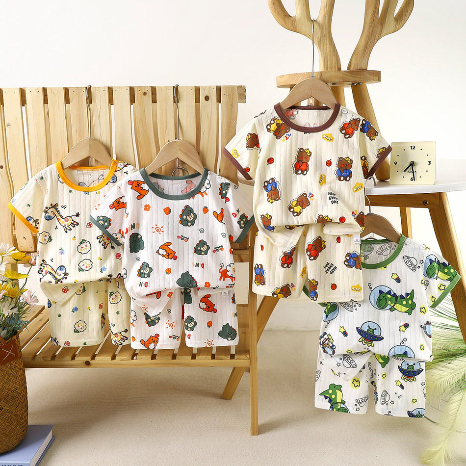 Kids Cotton Summer Two-Piece Suit 2026 Cartoon