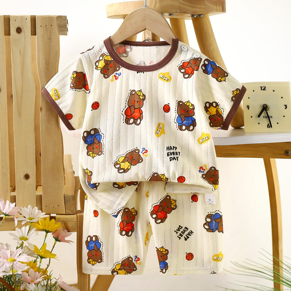 Kids Cotton Summer Two-Piece Suit 2026 Cartoon